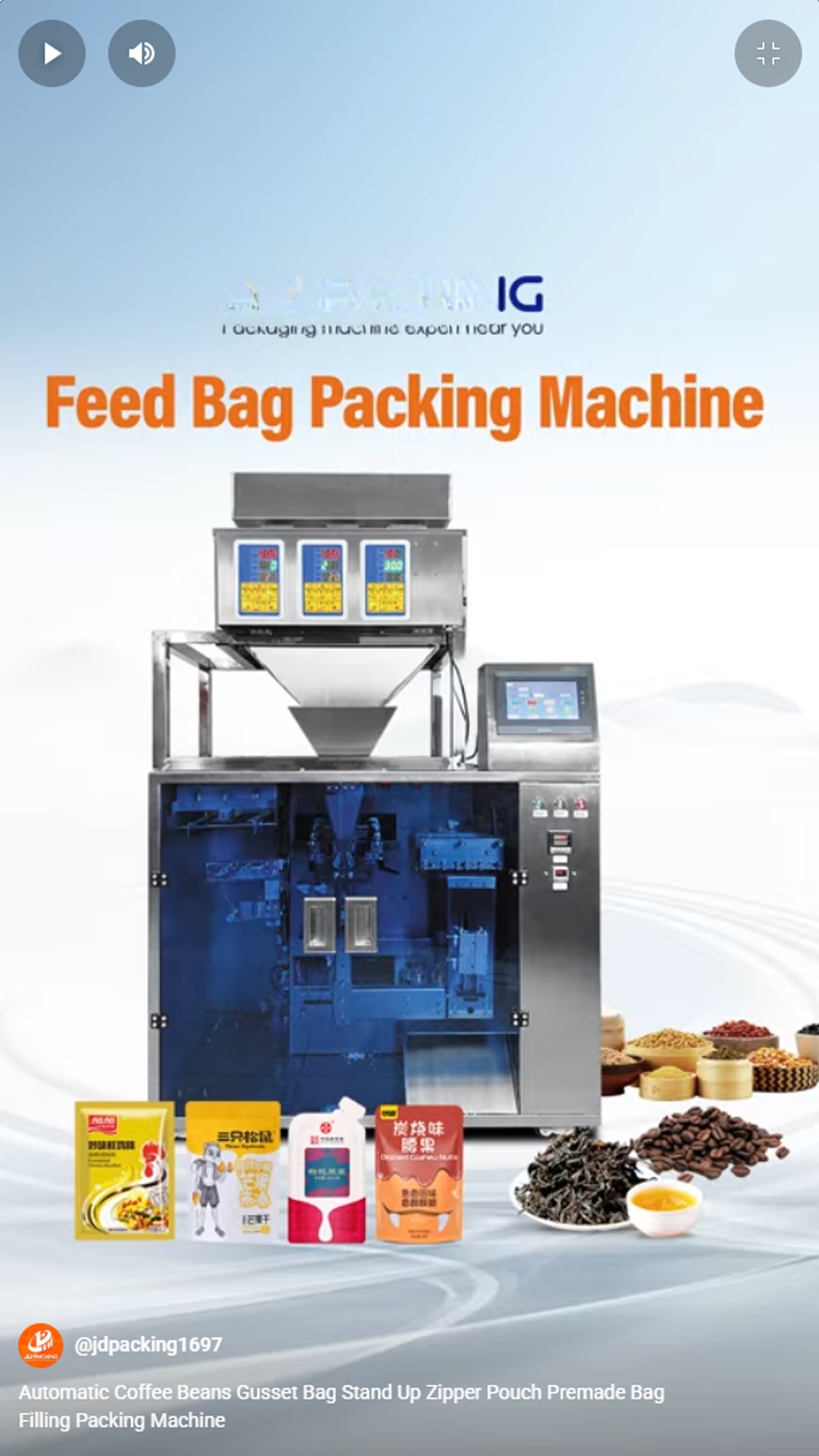 Automatic Coffee Beans Gusset Bag Stand Up Zipper Pouch Premade Bag Filling Packing Machine